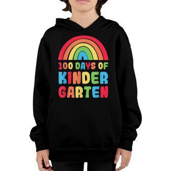 Colourful Rainbow 100 Days Of Kinder Garten Day Of School Youth Hoodie - Thegiftio UK