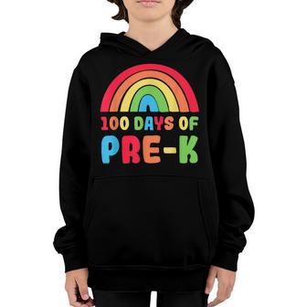 Colourful Rainbow 100 Days Of Pre-K Day Of School Youth Hoodie - Thegiftio UK