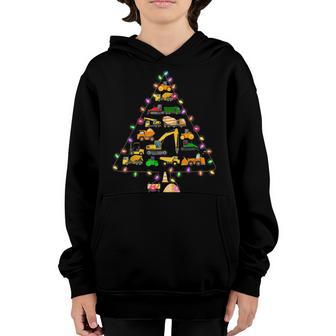 Construction Excavator Christmas Tree Funny Toddler Kid Xmas Youth Hoodie - Thegiftio UK