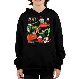Construction Vehicle Christmas Red Trucks Winter Boys Kids V12 Youth Hoodie - Thegiftio UK