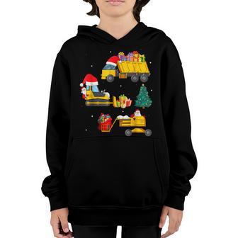 Construction Vehicle Christmas Red Trucks Winter Boys Kids V14 Youth Hoodie - Thegiftio UK