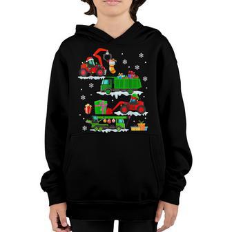Construction Vehicle Christmas Red Trucks Winter Boys Kids V3 Youth Hoodie - Thegiftio UK