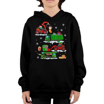 Construction Vehicle Christmas Red Trucks Winter Boys Kids V4 Youth Hoodie - Thegiftio UK
