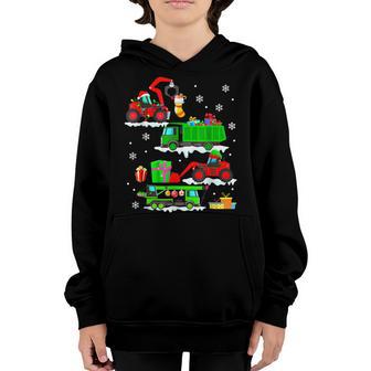 Construction Vehicle Christmas Red Trucks Winter Boys Kids V6 Youth Hoodie - Thegiftio UK