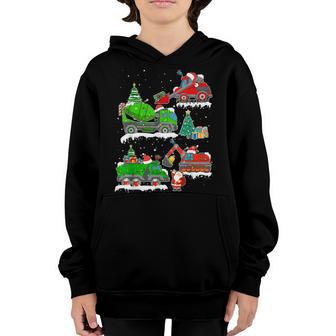 Construction Vehicle Christmas Red Trucks Winter Boys Kids V7 Youth Hoodie - Thegiftio UK