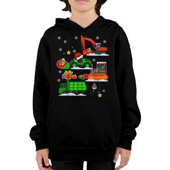 Construction Vehicle Christmas Red Trucks Winter Kids Youth Hoodie - Thegiftio UK