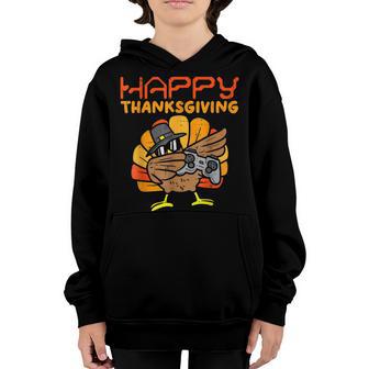 Cool Dabbing Gamer Turkey Boys Autumn Funny Thanksgiving Youth Hoodie - Thegiftio UK