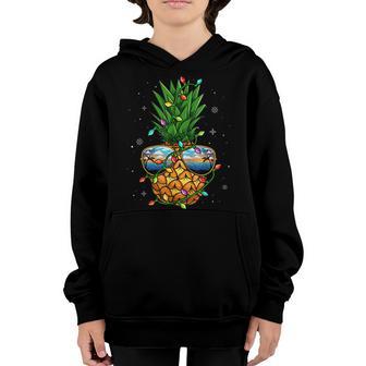 Cool Pineapple Christmas Tree Lights Boys Men Sunglasses Youth Hoodie - Thegiftio UK