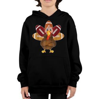 Cool Thanksgiving Football Gobble Player Turkey Boys Kids Youth Hoodie - Thegiftio UK