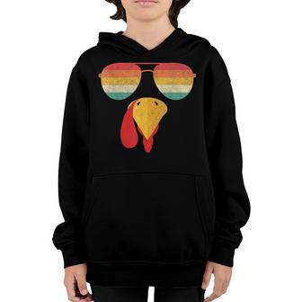 Cool Turkey Face With Sunglasses Funny Thanksgiving For Boys Youth Hoodie - Thegiftio UK