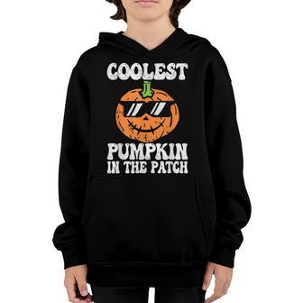 Coolest Pumpkin In The Patch Funny Halloween Boys Girls Men V2 Youth Hoodie - Thegiftio UK