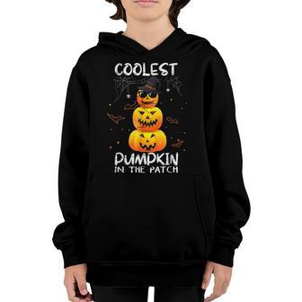 Coolest Pumpkin In The Patch Halloween Boys Girls Kids V6 Youth Hoodie - Thegiftio UK