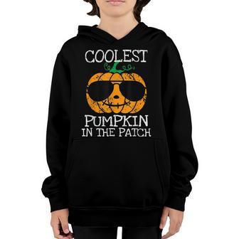 Coolest Pumpkin In The Patch Halloween Boys Girls Men V14 Youth Hoodie - Thegiftio UK
