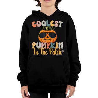 Coolest Pumpkin In The Patch Toddler Boys Halloween Groovy V2 Youth Hoodie - Thegiftio UK