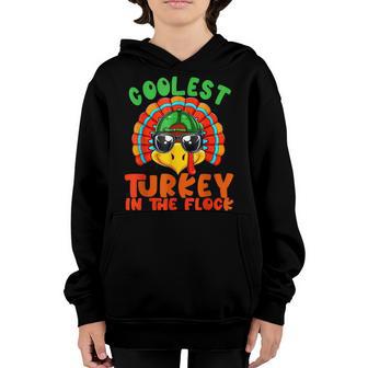 Coolest Turkey In The Flock Funny Thanksgiving Boys Mens Youth Hoodie - Thegiftio UK