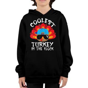Coolest Turkey In The Flock Thanksgiving Boys Kids Toddler V2 Youth Hoodie - Thegiftio UK