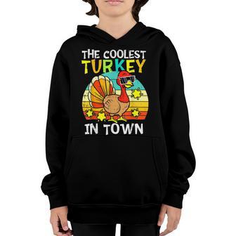 Coolest Turkey In Town Little Boys Thanksgiving Toddler Baby V3 Youth Hoodie - Thegiftio UK