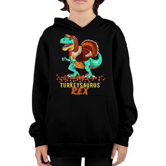 Coolest Turkey Trex Dinosaur Happy Thanksgiving Boys Funny V2 Youth Hoodie - Thegiftio UK