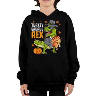Coolest Turkey Trex Dinosaur Happy Thanksgiving Boys Funny Youth Hoodie - Thegiftio UK