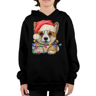 Corgi Santa Christmas Tree Lights Xmas Boys Dog Dogmas Youth Hoodie - Thegiftio UK