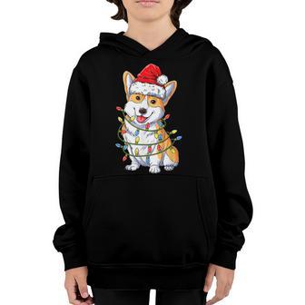 Corgi Santa Christmas Tree Lights Xmas Gifts Boys Kids Men Youth Hoodie - Thegiftio UK
