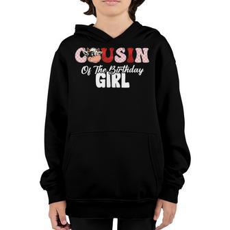 Cousin Of The Birthday Girl Farming Barnyard Birthday Cow Youth Hoodie - Thegiftio UK
