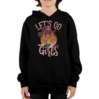 Cowboy Hat Boots Let Is Go Girls Western Pink Cowgirls Youth Hoodie | Mazezy