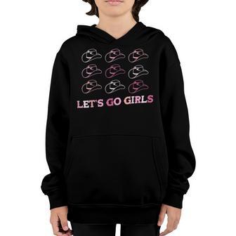 Cowboy Hat Lets Go Girls Western Cowgirls Pink Youth Hoodie - Thegiftio UK