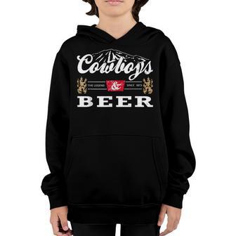 Cowboys And Beer Vintage Western Cowboy Country Youth Hoodie - Thegiftio UK