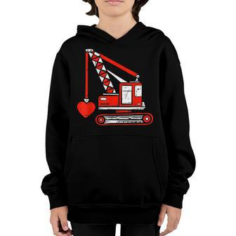 Crane Heart Valentines Day Couples Boys Kids Funny Youth Hoodie - Seseable
