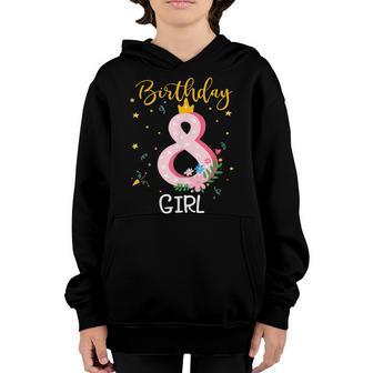 Crown 8Th Birthday For Girls Eight Year Old Girl Birthday Youth Hoodie - Thegiftio UK
