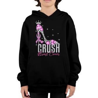 Crush Breast Cancer Awareness Bling Ribbon Women Girl Youth Hoodie - Thegiftio UK