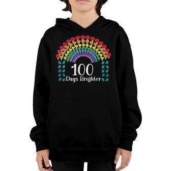 Cute 100 Days Of School 100 Days Brighter Hearts 100Th Day Youth Hoodie - Seseable