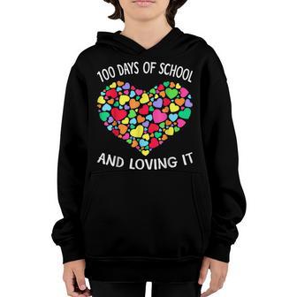 Cute 100 Days Of School And Still Loving It Hearts 100Th Day V2 Youth Hoodie - Thegiftio UK
