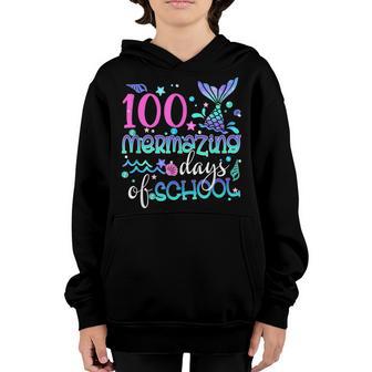 Cute 100 Mermazing Days Of School Mermaid Tails Girls Youth Hoodie - Thegiftio UK