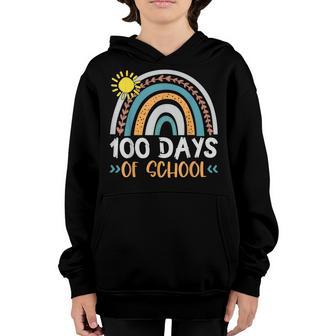 Cute 100Th Day Of School 100 Days Leopard Rainbow Boys Girl Youth Hoodie - Thegiftio UK