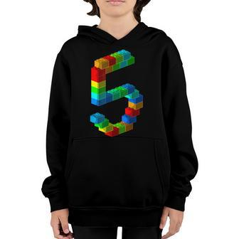 Cute Block Building 5Th Birthday Gift 5 Years Old Boys Girls Youth Hoodie | Mazezy