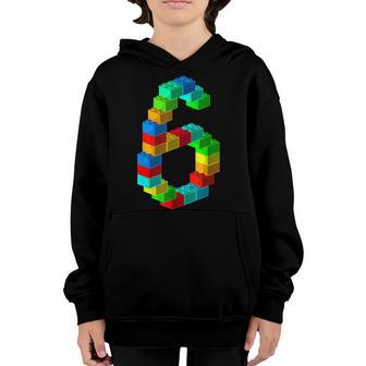 Cute Block Building 6Th Birthday Gift 6 Years Old Boys Girls Youth Hoodie - Thegiftio UK