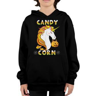 Cute Candy Corn Unicorn Halloween Costumes Funny Gifts Girls Youth Hoodie - Thegiftio UK