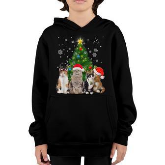 Cute Cat Christmas Tree Cat Lover Xmas Cat Mom Women Kids V6 Youth Hoodie - Thegiftio UK