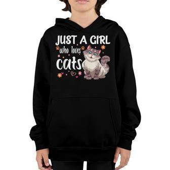 Cute Cat Lover Art For Girls Women Kids Kitty Lady Cat Owner Youth Hoodie - Thegiftio UK