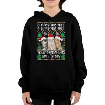 Cute Cats Christmas Kids Gifts Funny Ornaments Pajama Family Youth Hoodie - Thegiftio UK