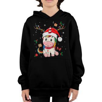 Cute Christmas For Girls Kids Xmas Unicorn Deer Santa Youth Hoodie - Thegiftio UK