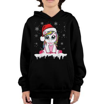 Cute Christmas Girls Women Santa Unicorn Christmas V2 Youth Hoodie - Thegiftio UK