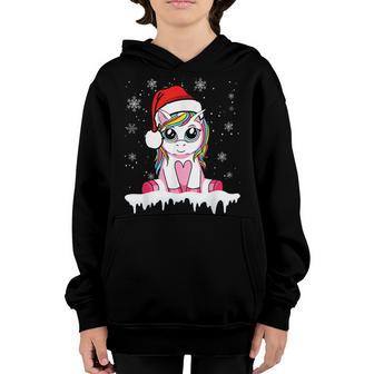 Cute Christmas Girls Women Santa Unicorn Christmas V3 Youth Hoodie - Thegiftio UK