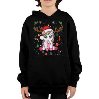 Cute Christmas Girls Women Xmas Unicorn Deer Christmas Youth Hoodie - Thegiftio UK