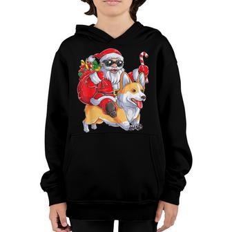 Cute Christmas Santa Claus Riding Corgi Xmas Boy Corgmas Dog Youth Hoodie - Thegiftio UK