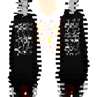 Cute Dabbing Dogs Valentines Day Hearts Lover Funny Kids Youth Hoodie - Thegiftio UK