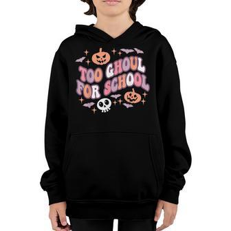 Cute Halloween Teacher School Ghouls Groovy Trick Or Teach V3 Youth Hoodie - Thegiftio UK