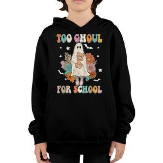 Cute Halloween Teacher School Ghouls Groovy Trick Or Teach V4 Youth Hoodie - Thegiftio UK